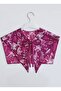 Romantic Flower-Patterned Tie-Up Shoulder Collar Scarf Cherry Fuchsia Off-White