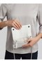 Women's White Color Chain Strap Baguette Shoulder Bag with Zipper Detail - 7