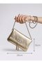 Women's Gold Color Chain Strap Baguette Shoulder Bag with Zipper Detail - 5