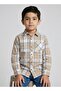 Boys Beige Checkered Long Sleeve Shirt - 4