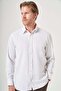 White-Beige Hard Collar Long Sleeve Pocketed Comfort Fit Cotton Shirt 1004260222 - 3