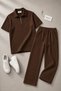 Premium Ribbed Ottoman Fabric Zipper Detailed Unisex T-Shirt and Pants Set Women's and Men's Set - 2