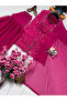 Pink Georgette Sharara Set with Embroidered Jacket - HRT7043 | Pink-Size:M-38-Inches - 5