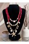 Women's Steel Sea Star Pearl and Coral Detail Layered Bohemia Necklace |   Summer Necklace - 2