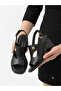 Genuine Leather Black Soft Sole Troc Thick Heeled Shoes - 4
