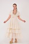 Women's Authentic Double-Collar Layered Raw Bohemian Dress - 4