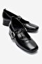 Felinia Women's Genuine Leather Shoes Black Short Heeled Square Toe