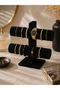 Suede Double Layer Watch and Bracelet Stand – Velvet Covered Jewelry Organizer Black - 2