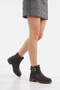 Women's Stylish Boots with Belt Detail, Side Buckle and Zipper, Brown - 6