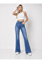 Spanish Pleated Flexible High Waist Blue Embroidered Denim Jeans - 3