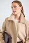 Button and Snap Detail Premium Coat with Punto Stitching Bej 3171 - 6