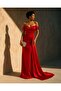 Satin Fabric Off-Shoulder Maxi Dress 582441 Red