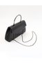 Women's Letter-Covered Black Evening Dress Bag with Strap & Chain Detail