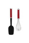 2-Piece Baking Set – Stainless Steel Utility Whisk & Heat Resistant Non-stick Safe Silicone Spoon Spatula - 3