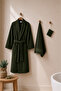 Eldy Women's Robe Set, 3 Pieces, 100% Cotton Certified Shawl Stripe Robe Set - Green Color - 4