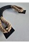 Jute Handle - Natural Jute Rope Black Leather - 6