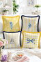 Sea-Themed Fish, Sailboat and Jellyfish Patterned 4-Piece Fringed-Tasseled Throw Pillow Cover Set