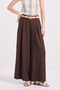Women's Belted Loose-Fit Skirt Trousers - Bitter Brown - 2