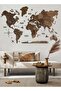 3D Wooden World Map Wall Decor for Living Room & Home UAE, Dark Walnut