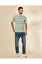 Men Green And White Striped Polo Shirt - 2
