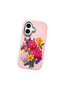 iPhone 16 Compatible Case with Camera Protection Pink Silicone Couple Phone Case with Floral Pattern - 3
