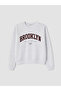 Xside Gray Brooklyn Printed Oversize Women's Sweatshirt - 5