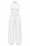 White Halter Neck Blouse and Pants Set - 1997