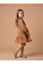 Original Oval Collar Bow Detailed Girls' Dress - 3