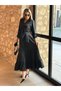 Women's Long-Sleeved Ruffled Skirt, Belt-Tied, Full-Length Tricot Shirt Dress - 7