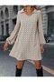 Women's Long Sleeve Collared Patterned Mini Modal Dress