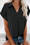 Women's Short Sleeve Collared Woven Viscose Blouse