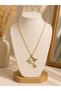 Women's Gold Color Stainless Steel Necklace with Planet and Star Figures - 2