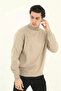 Men's half turtleneck knit sweater - beige