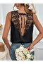 Kadı Askılı V Lace Collar Lace-Up Sandy Blouse - 2