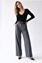 2185 Women's Double Belt High Waist Wide Leg Palazzo Trousers Anthracite - 3