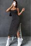 Women's Strappy Long Ottoman Dress with Side Slits - 4