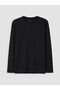Black Crew Neck Long Sleeve Combed Cotton Men's T-Shirt - 4
