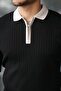 Men's Long Sleeve Knitwear with Sleeve and Collar Detailing - 3