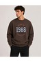 1988 Print Detailed Crew Neck Ribbed 2 Thread Sweatshirt
