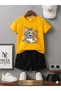 Summer Children's T-Shirt Shorts Unisex (Smiling Tom and Jerry Printed)