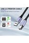 ®   كابل طابعة USB من النوع A إلى النوع B، كابل USB 2.0 من النوع A إلى B بطول 9.8 قدم مصنوع من النايلون المنسوج، USB - 3