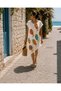 Women's 100% Cotton Muslin V-Neck Cut Patterned Beach Dress – Tassel Detailed 105 cm Swimsuit Top Dress - 4