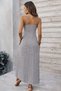 Women's Rope Strap V-Neck Slit Long Single Jersey Dress - 4