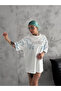 Unisex bicycle collar printed oversize t-shirt - white