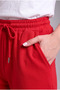Women's Red Palazzo Cut Combed Cotton Sweatpants Loose Leg High Waist Casual Comfortable - 5