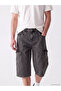 Özmarka New Season Anthracite Men's Jean Shorts with Cargo Pockets - 3