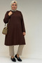 38501 Large Size Basic Combed Cotton Tunic - Brown