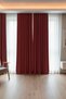 Modern Series Plain Pleated Velvet Textured Background Curtain Red - 5