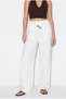 Women's White 100% Cotton Linen Elastic Waist Pocket Detailed Loose Trousers 3466 60286382 - 4