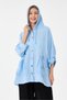 Women's Baby Blue Italian 100% Linen Hooded Foldable Long Sleeve Shirt Jacket 40 - 46 Size - 5
